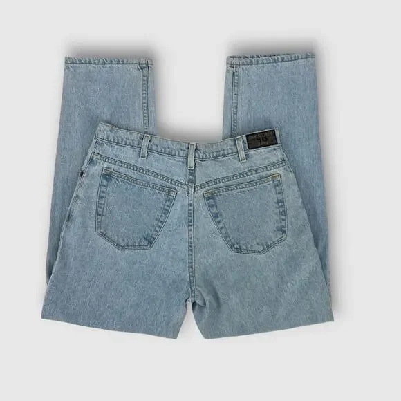 90s Vintage Geoffrey Beene Light Wash Straight Leg Jeans 33x30 100% Cotton Denim - Picture 7 of 8